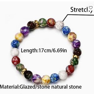 Natural Volcanic Stone Seven Colors Energy Bracelet Agate Natural Chain - NWT
